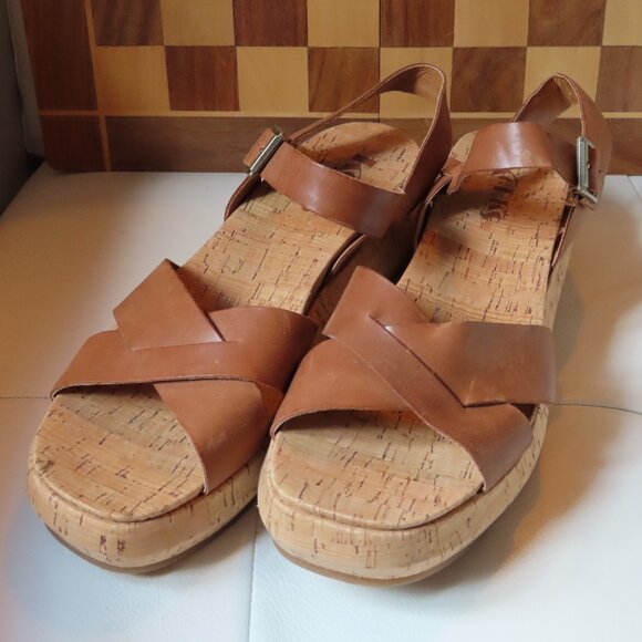 Korks Leather Cork Wedge Platform Sandals 9 - Picture 10 of 10